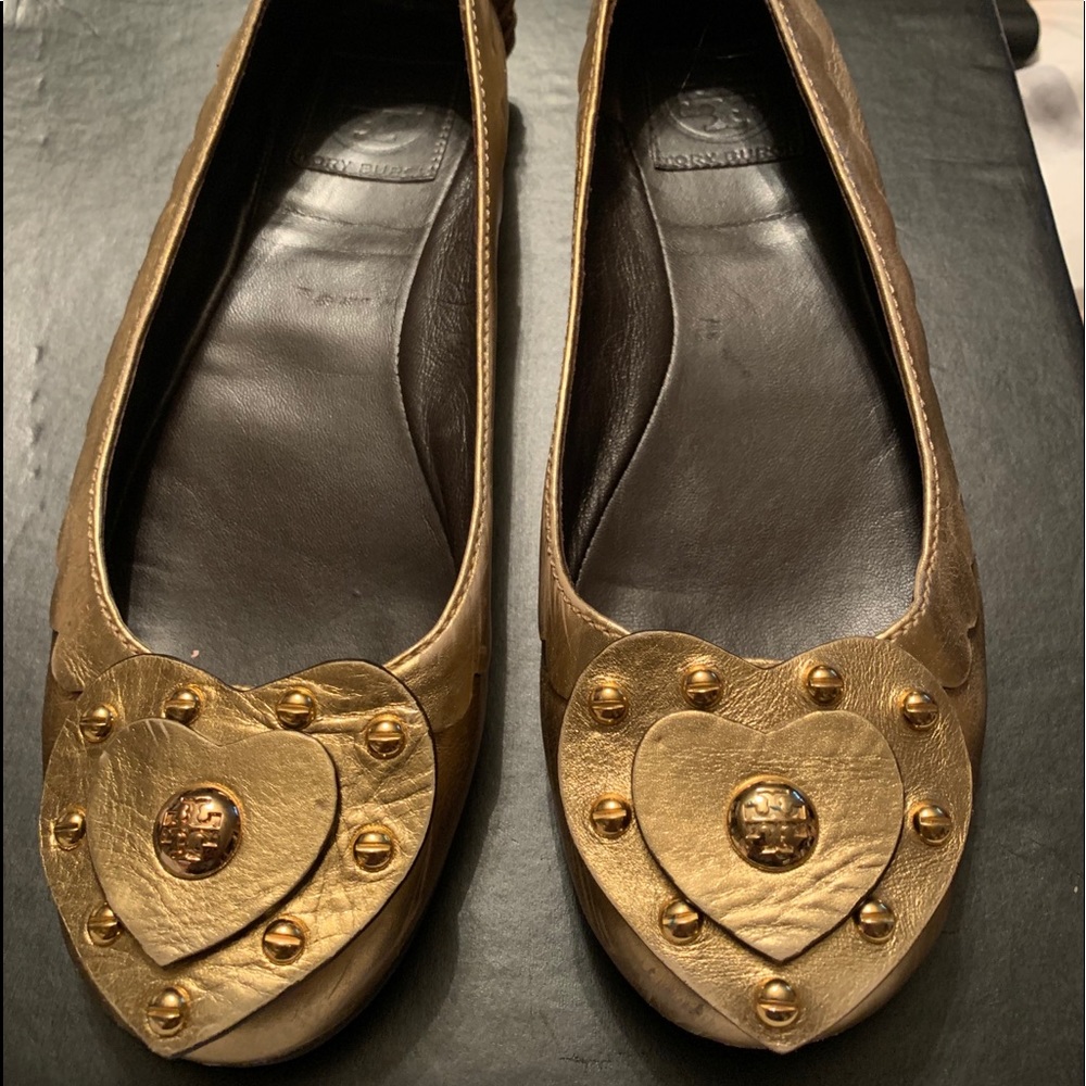 Tory Burch gold flats